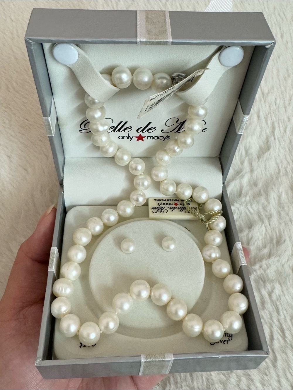 Belle de Mer Fresh Water Pearl Necklace and Matching Earrings Set